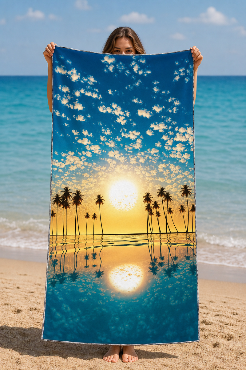 Golden Palm Sunset Towel