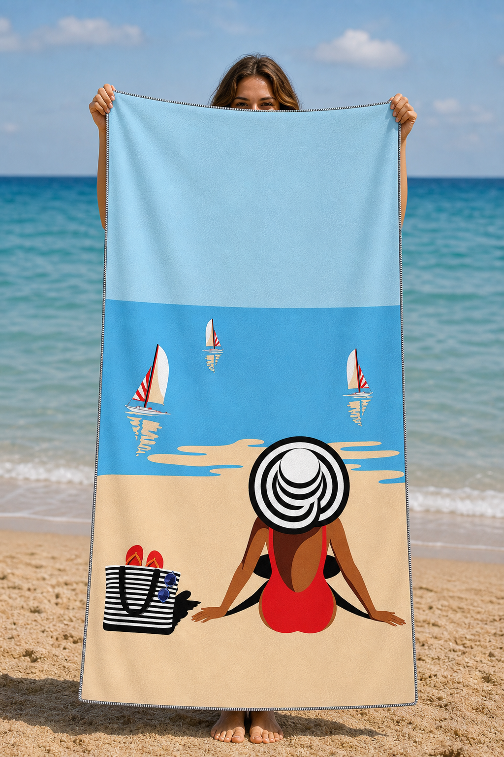 Beach Girl Sailboat Towel
