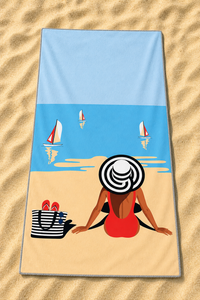 Beach Girl Sailboat Towel — 16-sand-flatlay