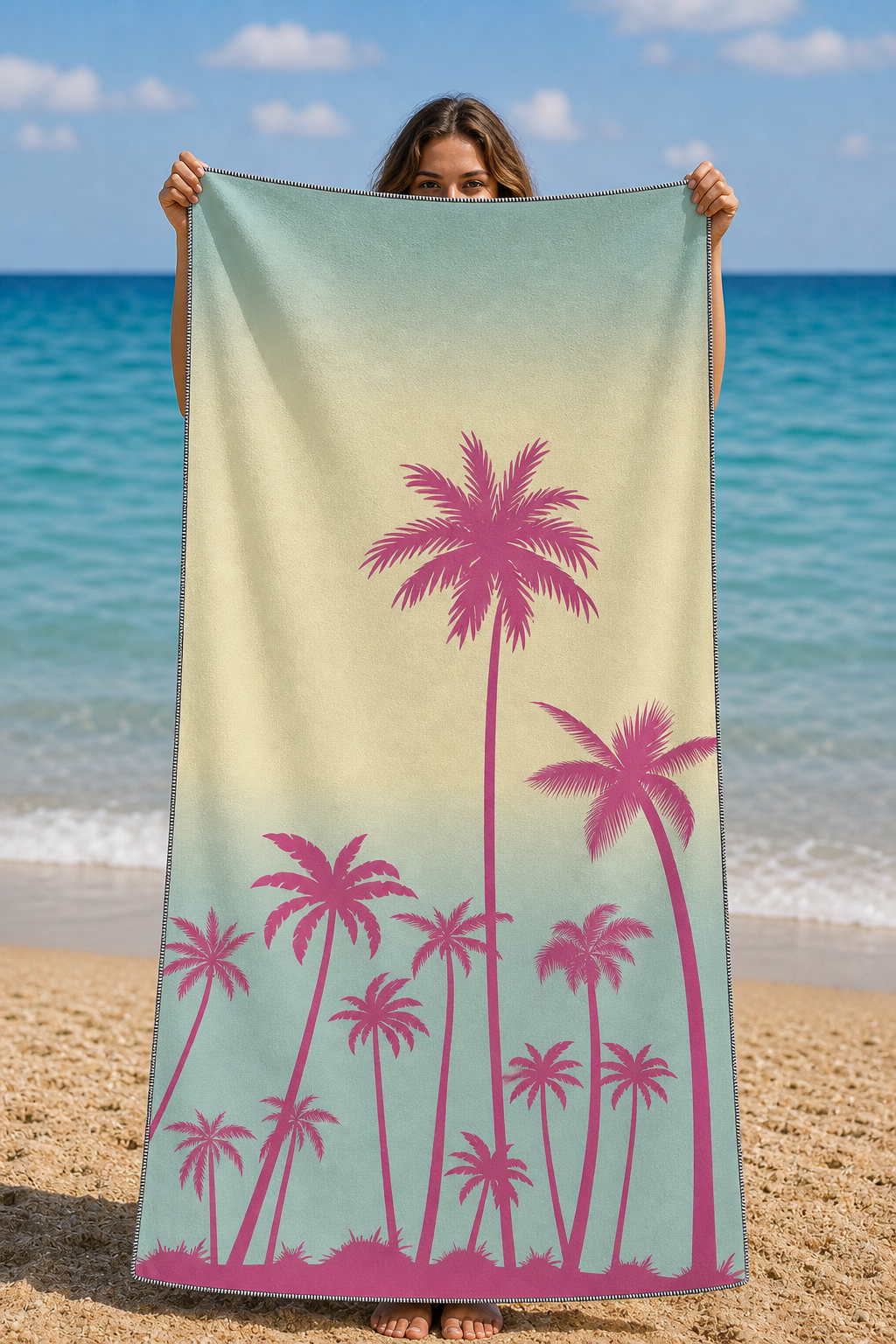 Pink Palm Silhouette Towel
