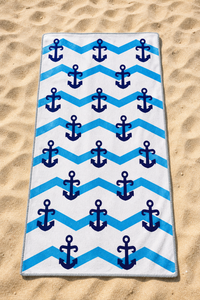 Nautical Anchor Chevron Towel — 23-sand-flatlay