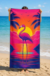 Neon Flamingo Sunset Towel — 27-model-holding