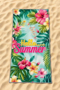 Hibiscus Hello Summer Towel — 30-sand-flatlay