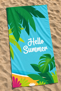 Tropical Leaves Hello Summer Towel — 38-sand-flatlay