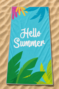 Aqua Tropics Hello Summer Towel — 40-sand-flatlay
