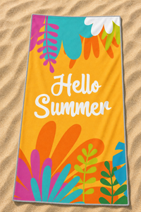 Orange Floral Hello Summer Towel — 41-sand-flatlay