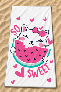 So Sweet Watermelon Cat Towel — 45-sand-flatlay