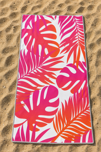 Pink Monstera Leaf Towel — 47-sand-flatlay