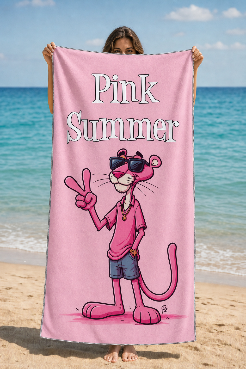 Pink Summer Panther Towel
