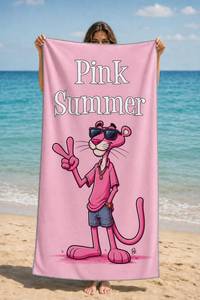 Pink Summer Panther Towel — 49-model-holding