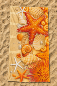 Starfish Shell Collection Towel — 53-sand-flatlay