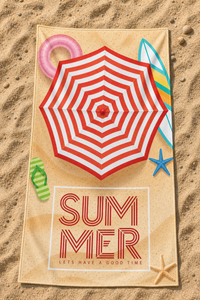 Striped Umbrella Summer Towel — 57-sand-flatlay